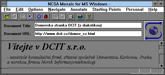 ukazka NCSA Mosaic