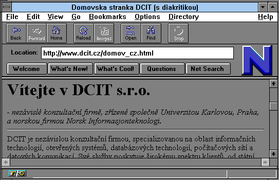 ukazka browseru Netscape Navigator 1.0N